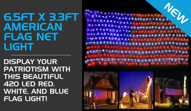 6.5ft x 3.3ft American Flag Net Light