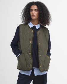 Cecily Gilet Deep Olive/Ancient Tartan