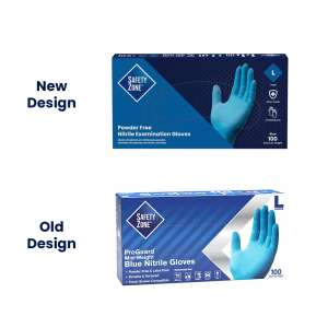 HIL30411, Supply Source, Safety Zone, General Purpose Gloves, Nitrile, 3.7 mil, Powder Free, M, Blue