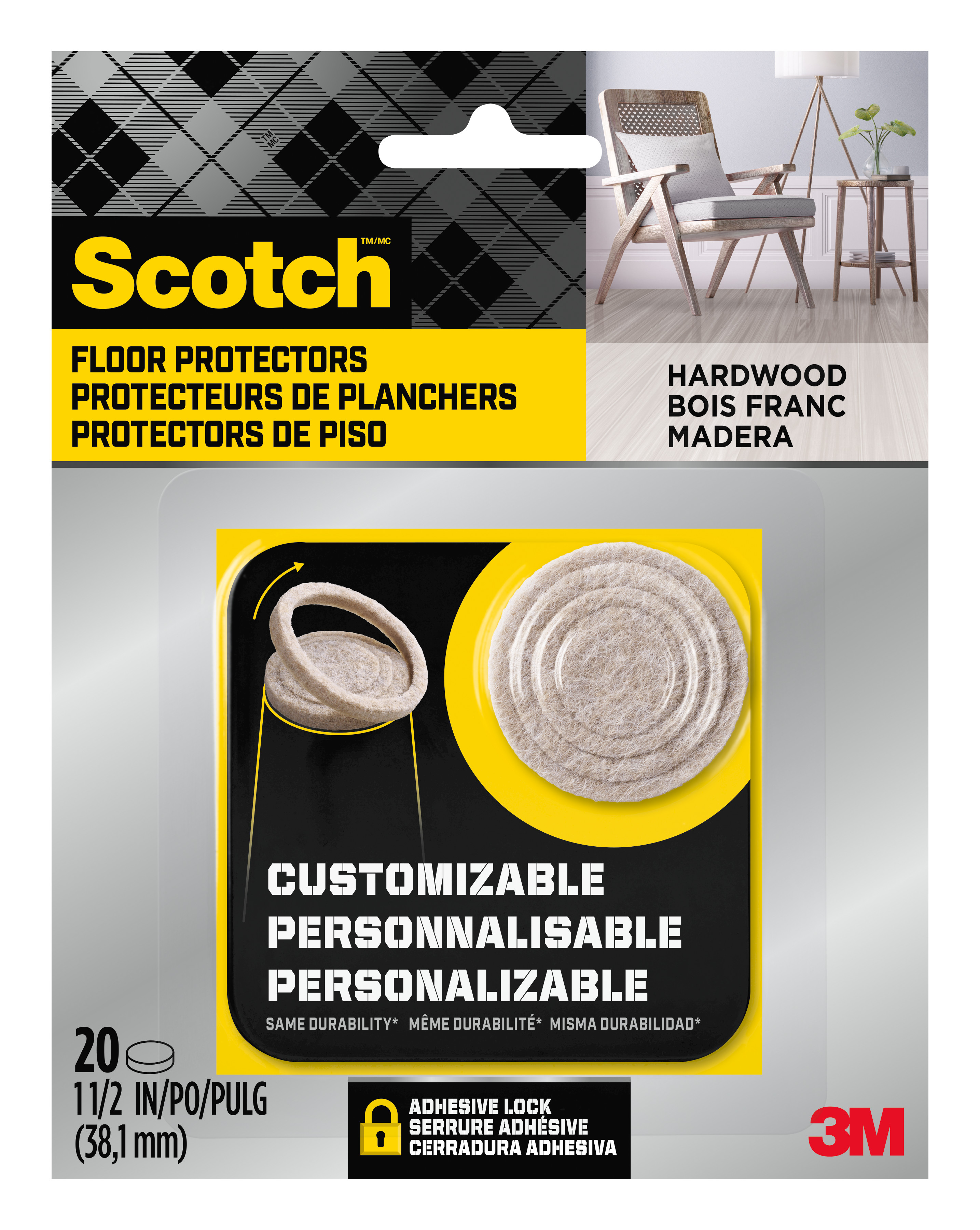 SKU 7100242787 | Scotch™ Custom Fit Felt Pads SP880-NA