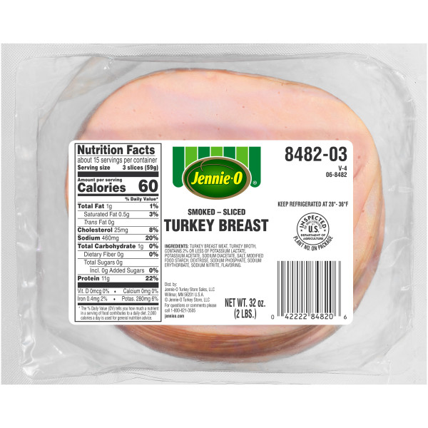 JENNIE-O(r) Smoked Turkey Breast Extra Lean Sliced .7 Ounces, 6/2lb . C1N1 - Front No Plunge In Package (Hi Res)