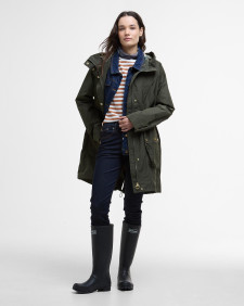 Una Showerproof Parka Olive/Ancient Tartan