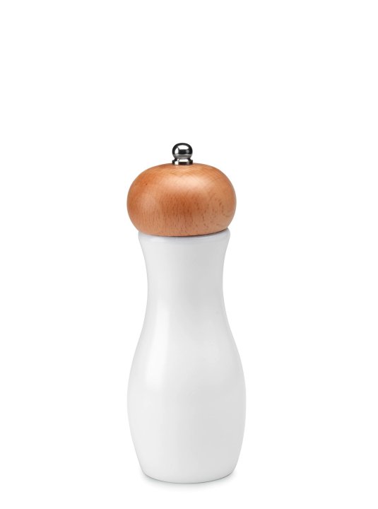 Salt or pepper mill 15 cm wood with white base