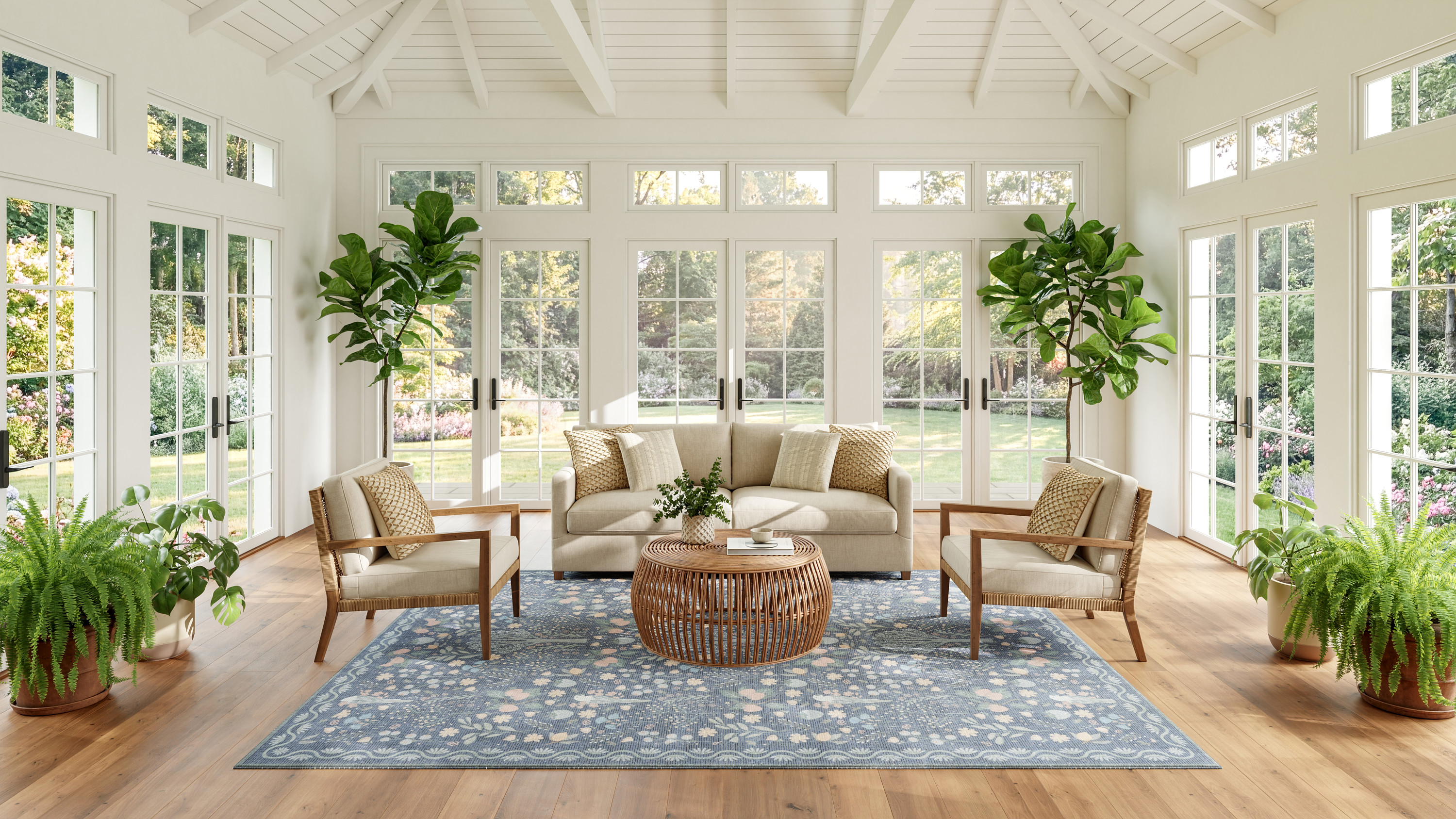 Nourison Botanical Washables 7'6" x 9'10" Blue Multicolor Modern Indoor Rug