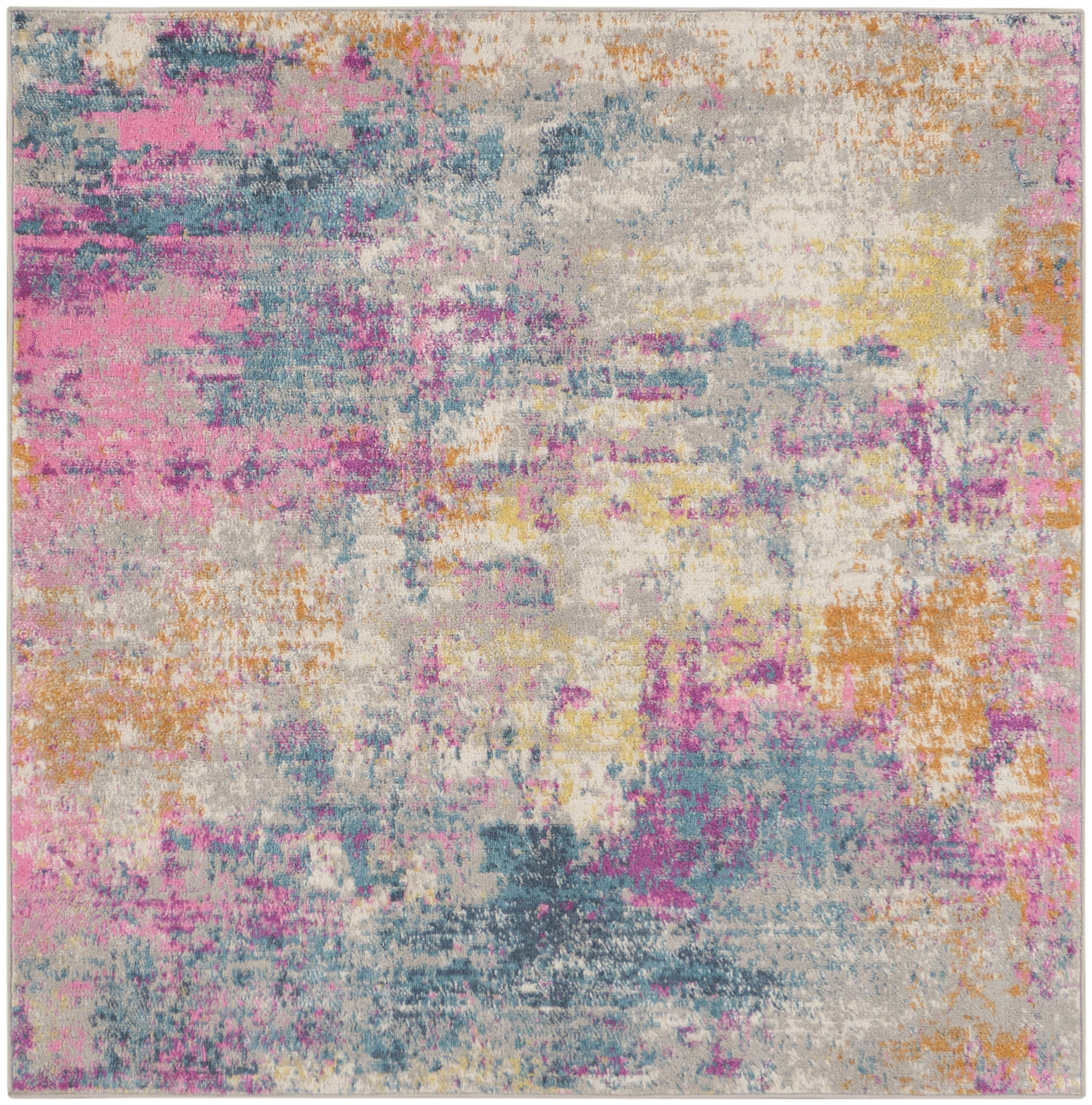 Nourison Passion 5'3" x Square Ivory Multicolor Modern Indoor Rug