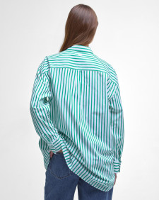 Nicola Striped Relaxed Long-Sleeved Shirt White/Kelly Green