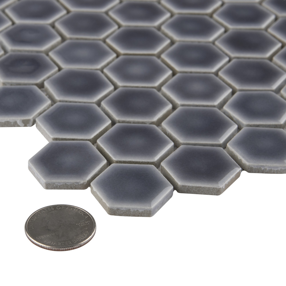 Hudson 1″ Hex Imperial Grey 11-7/8 in. x 13-1/4 in. Porcelain Mosaic Tile