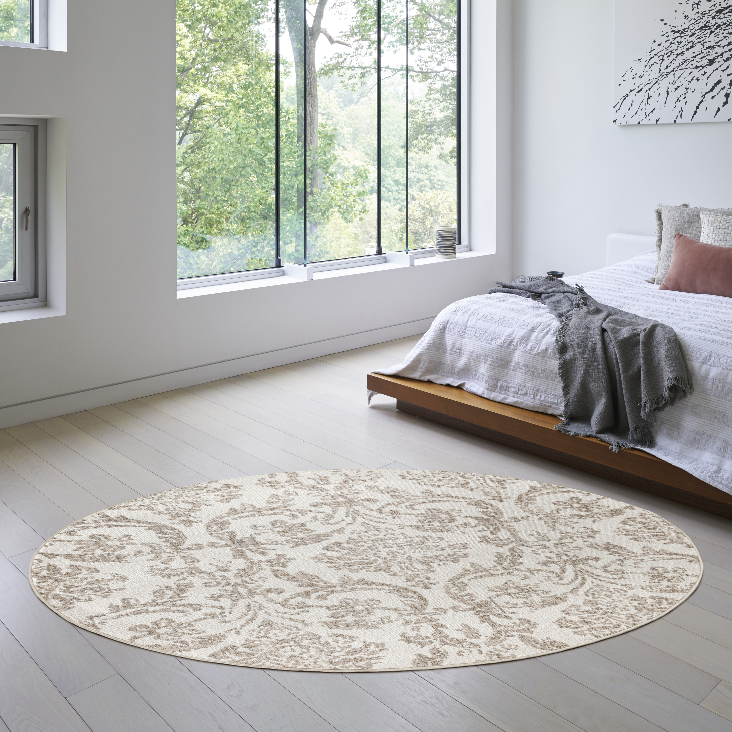 Nourison Jubilant 8' x Round Ivory Beige Vintage Indoor Rug