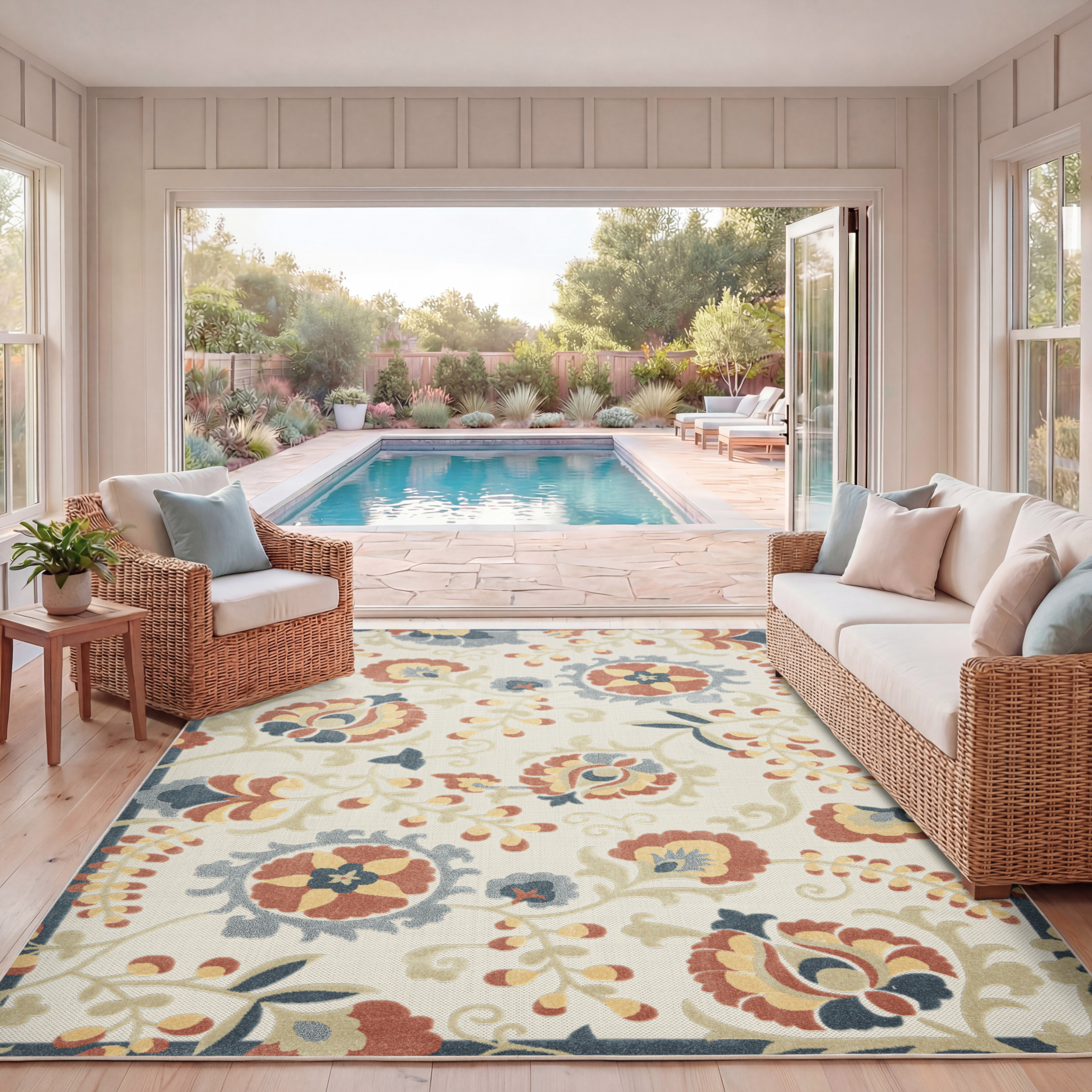 Nourison Aloha 7'10" x 10'6" Grey Multicolor Farmhouse Rug
