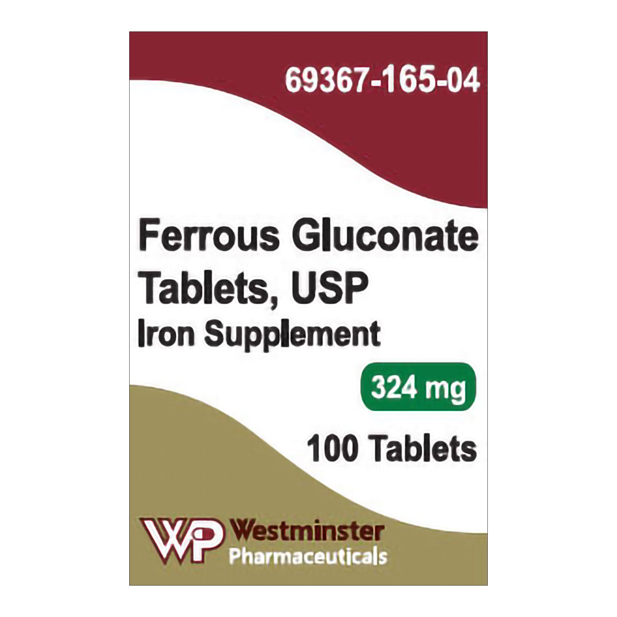 Westminster Pharmaceuticals FERROUS GLUCONATE, TAB 324MG-38MG (100/BT)