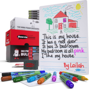 Bulk Box of 100 x Picture Story 8" x 12" Lapboards, with Pens, Erasers, Cleaner