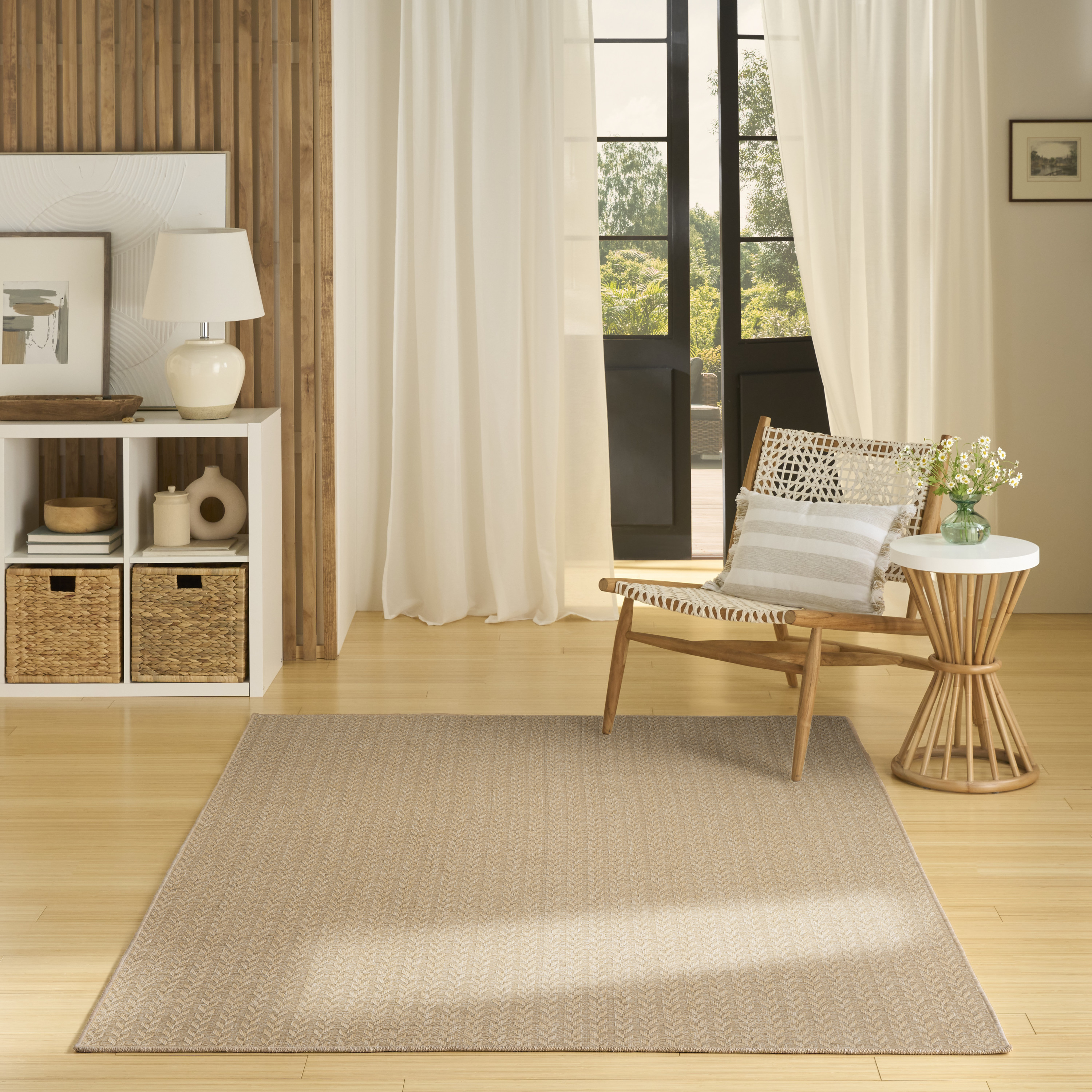 Nourison Tulum 4' x 6' Taupe Outdoor Rug