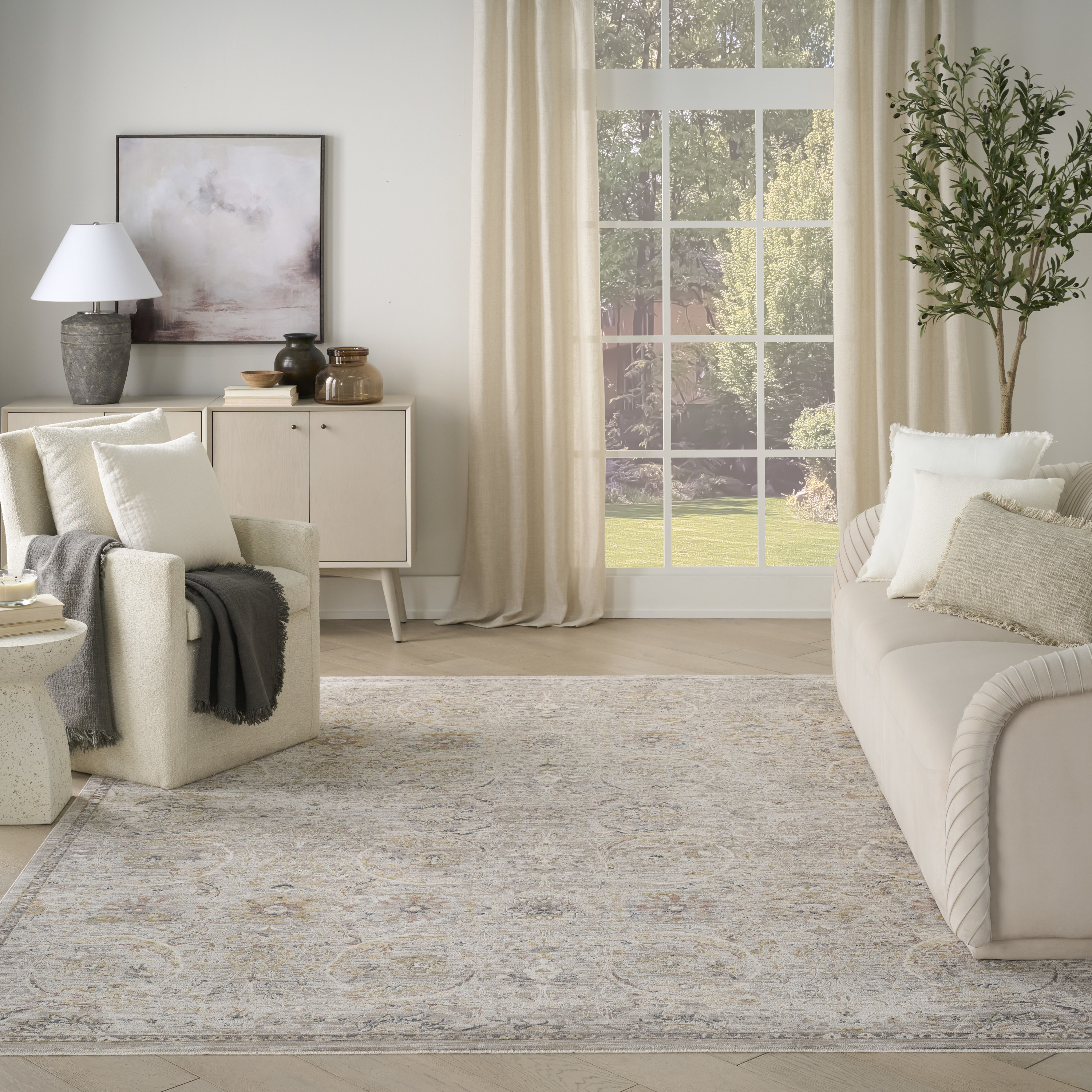 Nourison Antique Fusion 9' x 11'10" Light Grey Vintage Indoor Rug