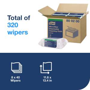 Tork, 1 ply, 11.60"x13.40", Spunlace, General Purpose Wipers, White