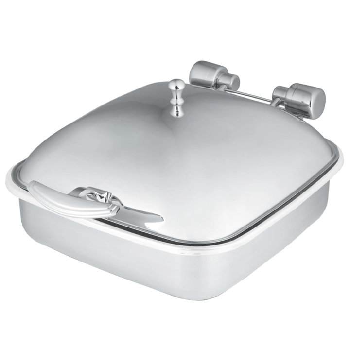 6-quart Intrigue® square stainless steel induction chafer with porcelain food pan