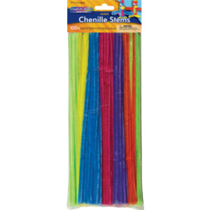 Jumbo Stems, Hot Assorted Colors, 12" x 6 mm, 100 Pieces