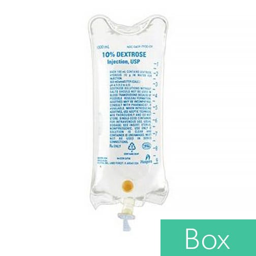 Dextrose 10% 1000ml Plastic Bag for Injection - 12/Case
