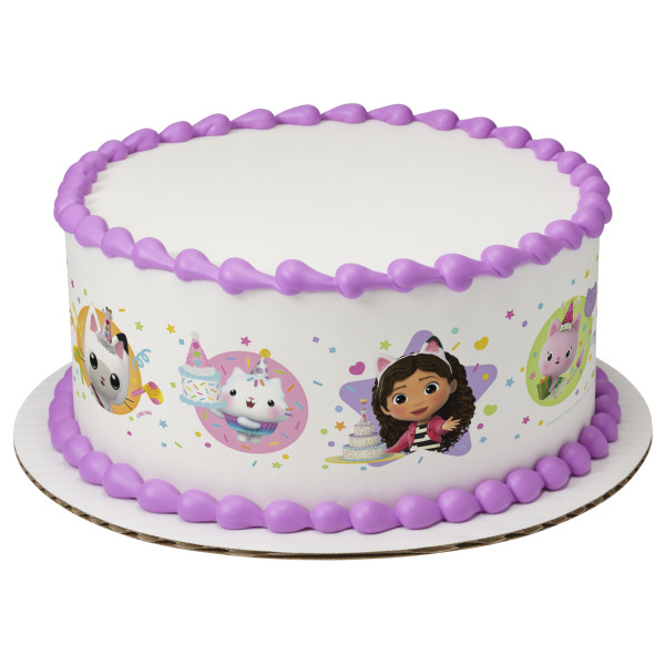 DreamWorks Gabby's Dollhouse Follow that Confetti! PhotoCake® Edible Image® Strips