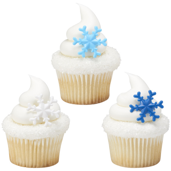 Blue Snowflake Cupcake Rings