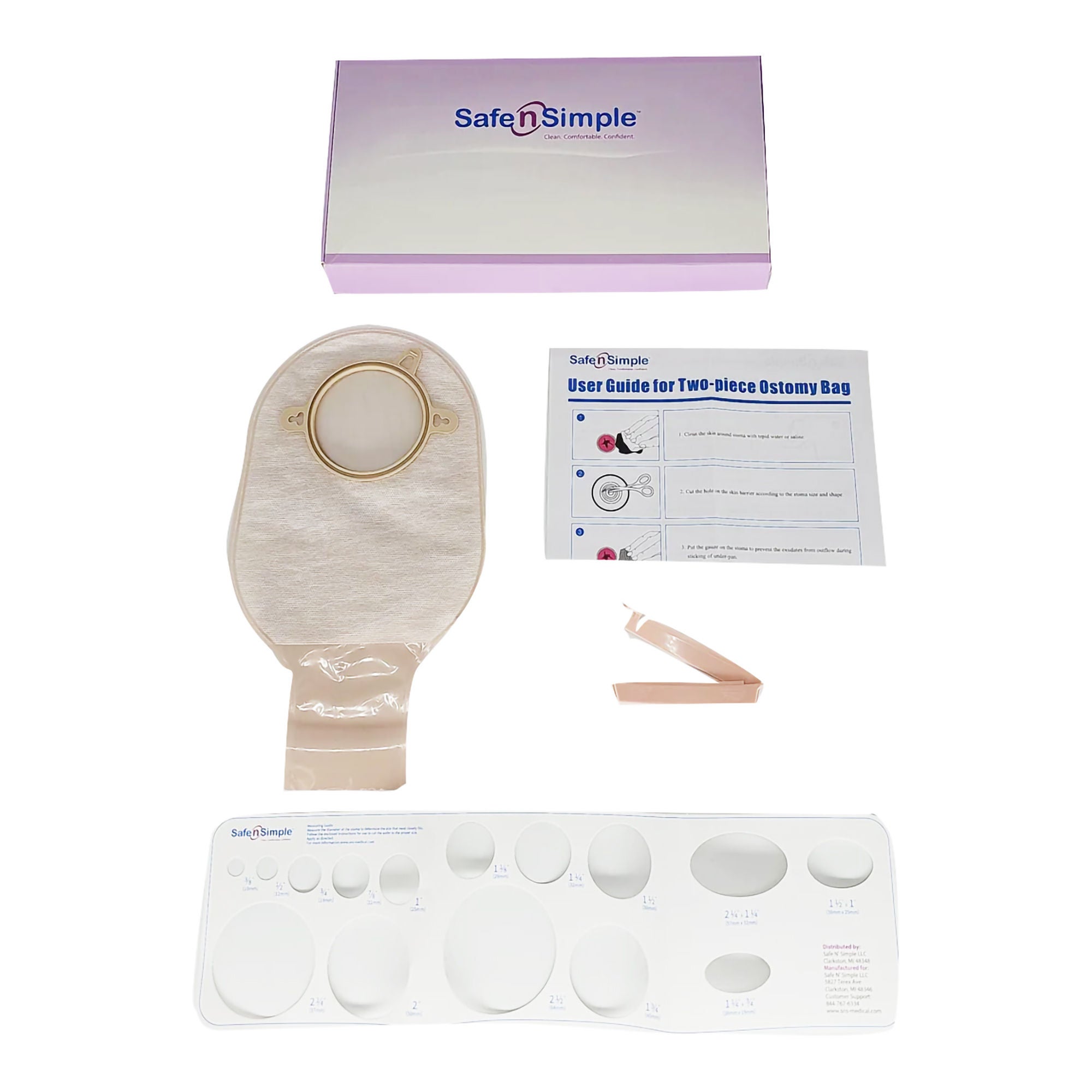 Safe N Simple POUCH, OST 2PC DRN FLNG BELT TAB BGE 12" 70MM (10/BX 8BX/CS)