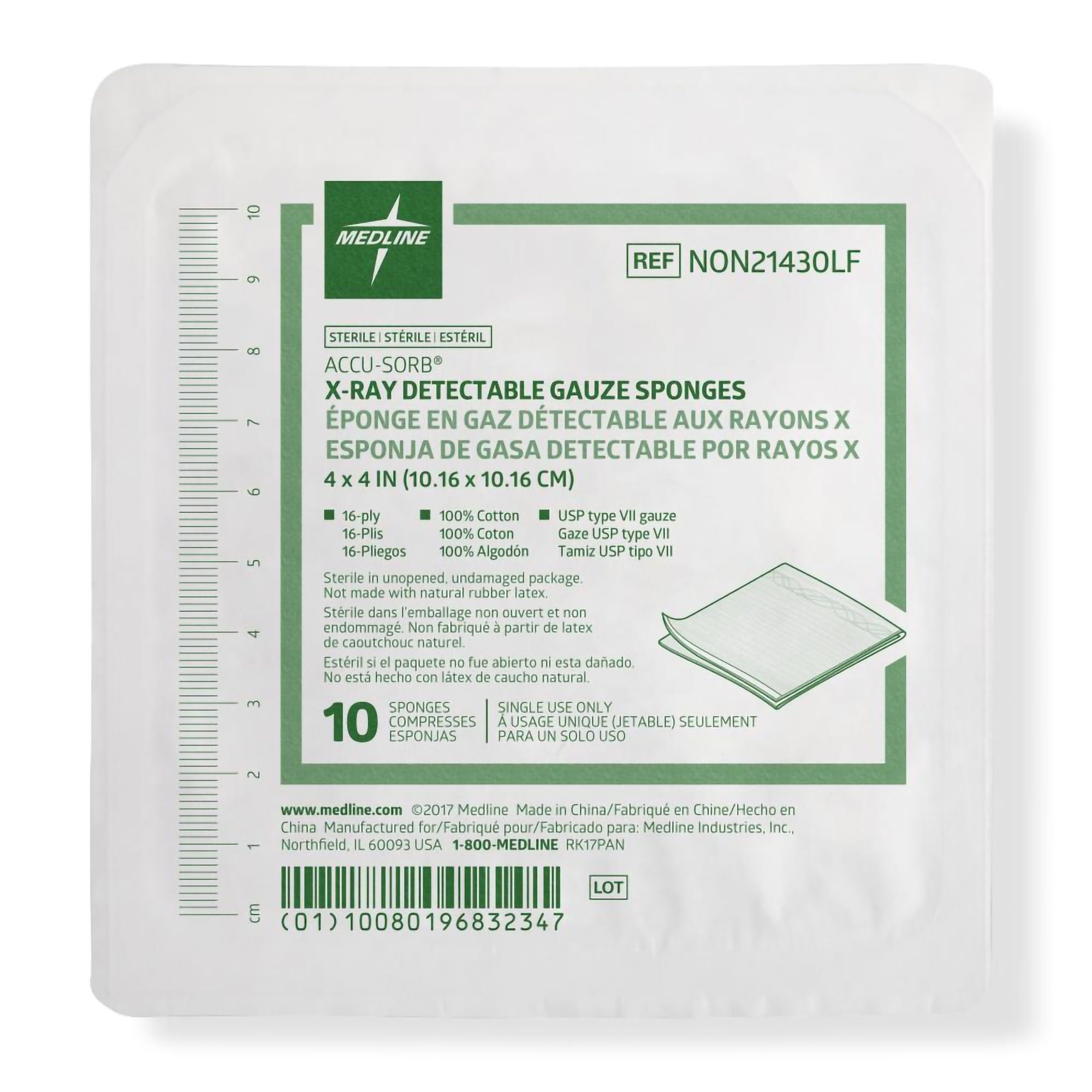 Medline SPONGE, RAYTEC 4X4" (10/TR128TR/CS)