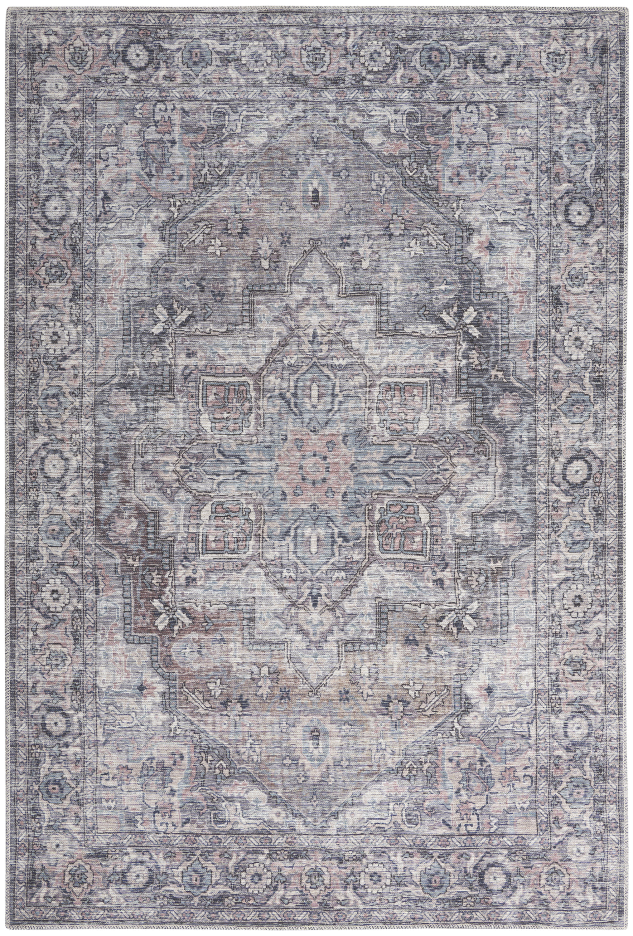 Nourison New Concept Washables 6' x 9' Grey Vintage Indoor Rug