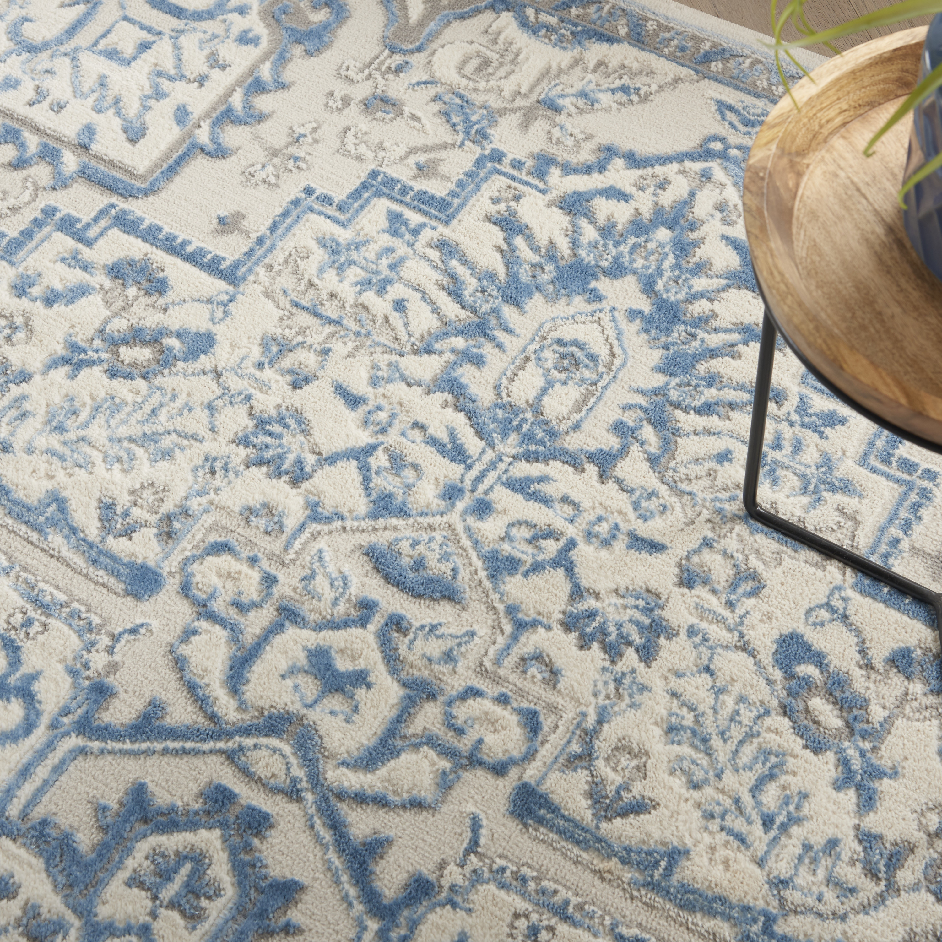 Nourison Elation 4' x 6' Ivory Blue Bohemian Indoor Rug