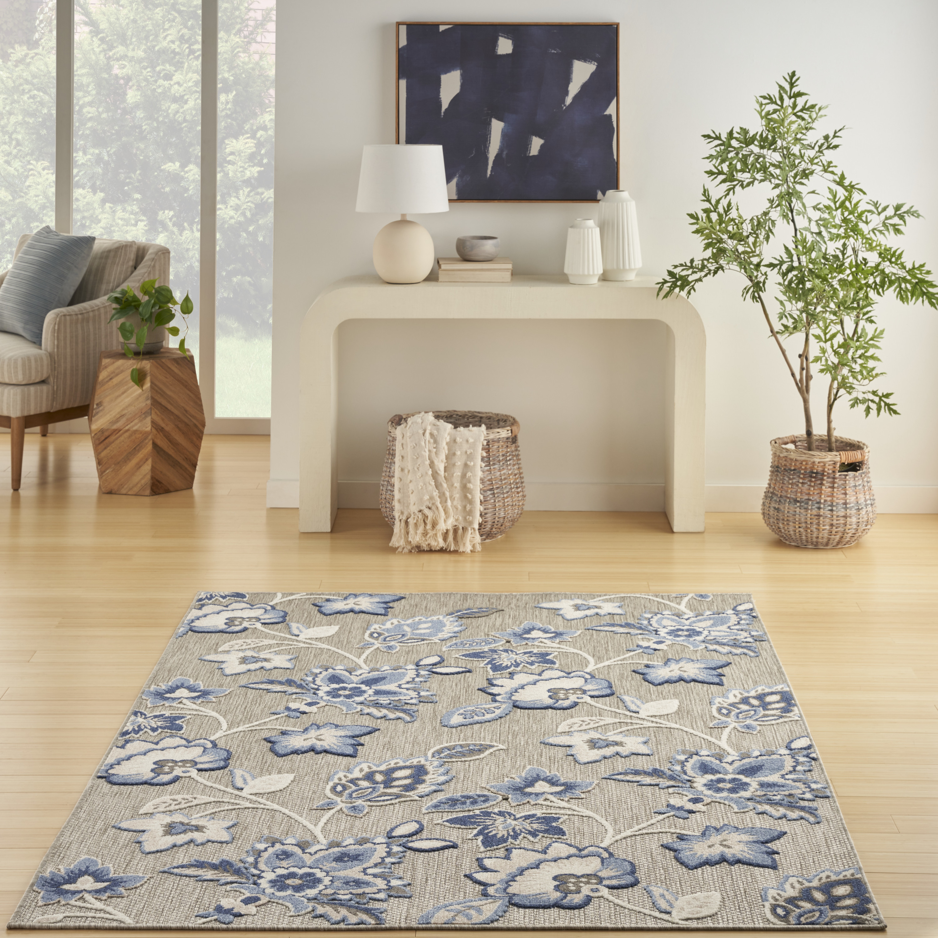Nourison Aloha 7'10" x 10'6" Blue Grey Contemporary Rug