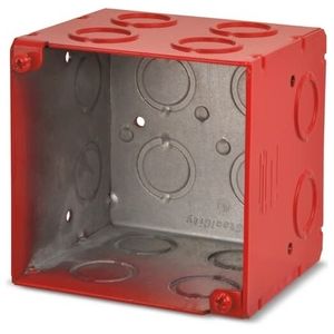 Steel City® Wall Box, 4 in. Square, Welded, Red, 3-1/2 in. D