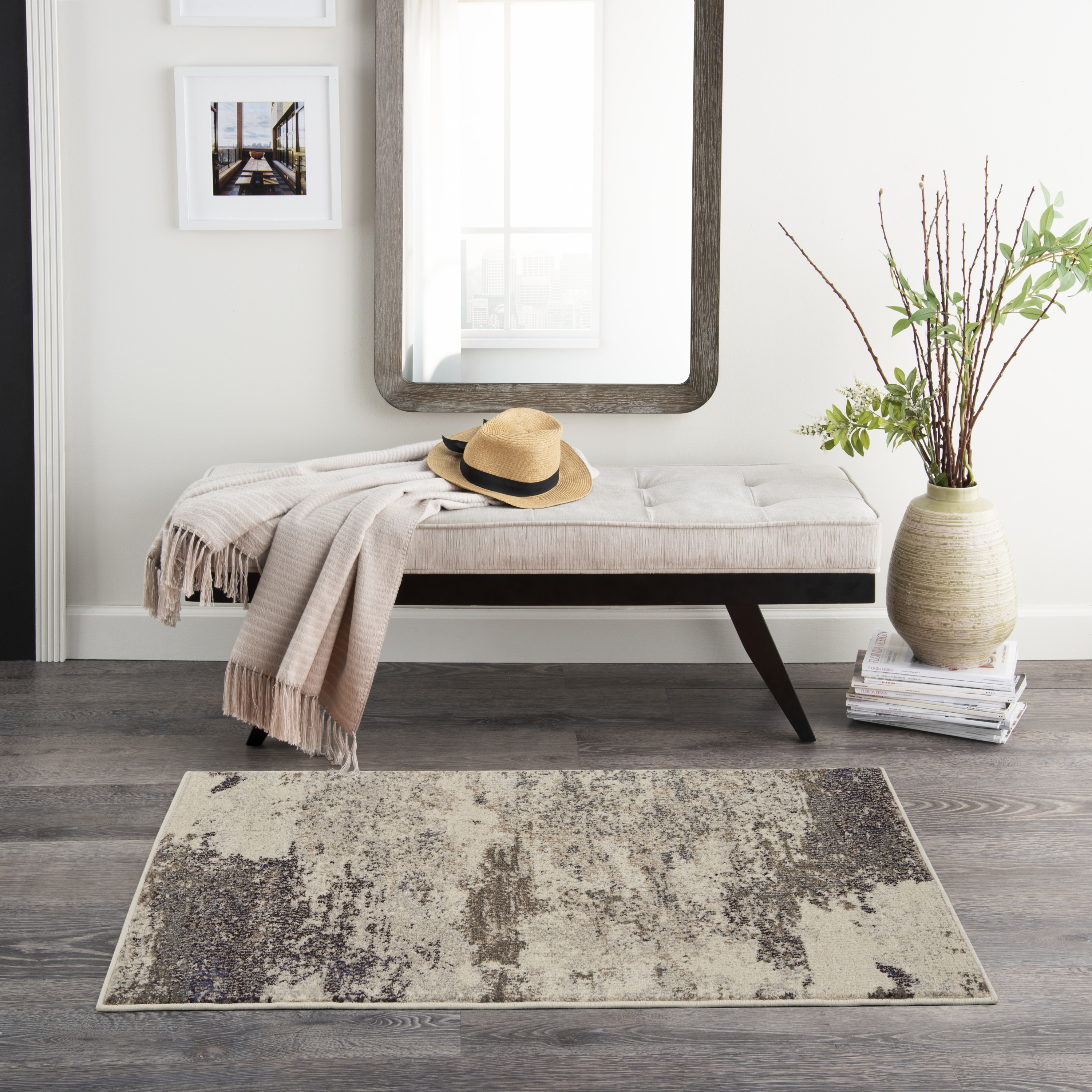 Nourison Celestial 2'2" x 3'9" Ivory Grey Modern Indoor Rug
