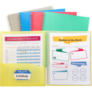8-Pocket Spiral-Bound Poly Portfolio, Assorted Tropic Tones, Single