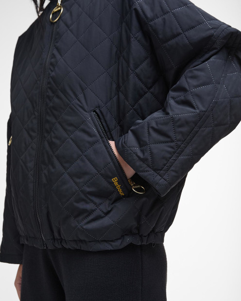 Emlyn Quilted Bomber Jacket Black/Ancient
