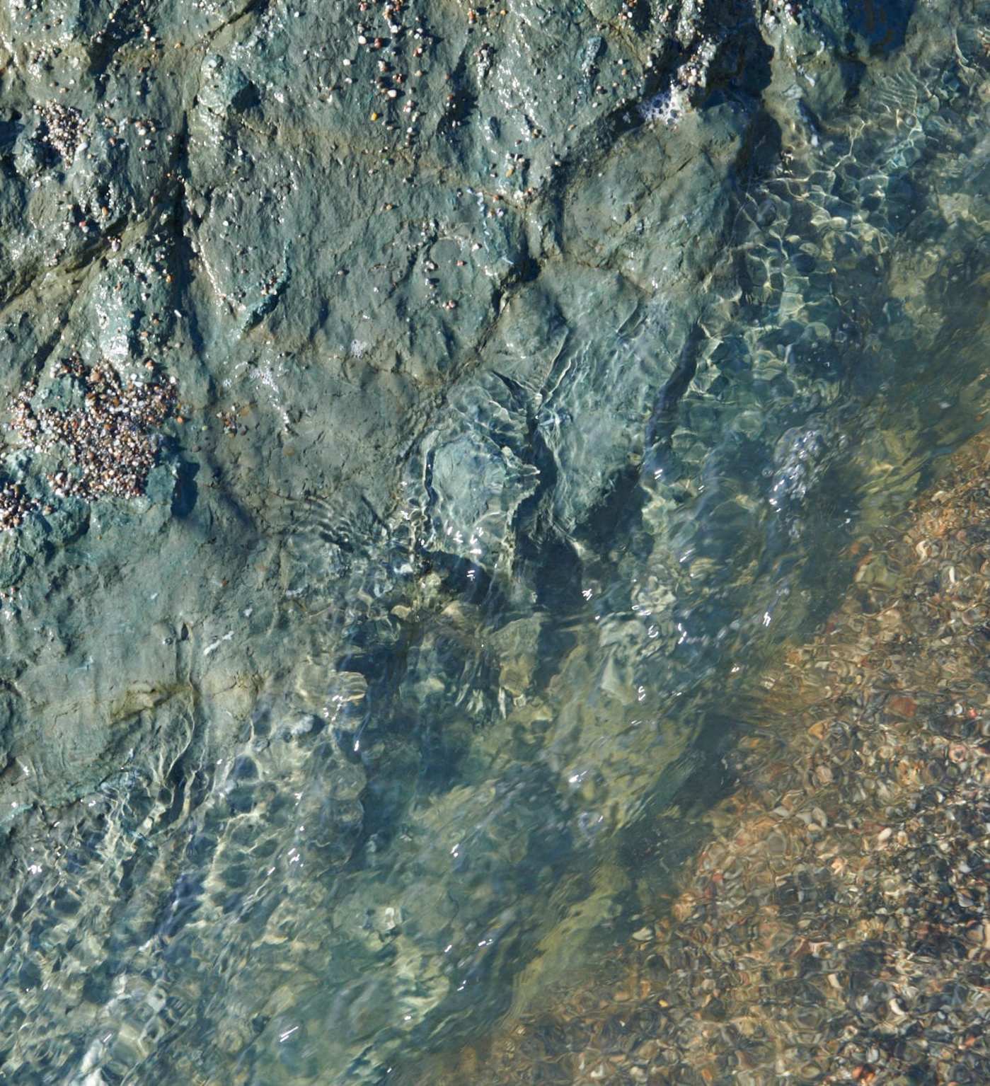 a close up of a rock in the water.