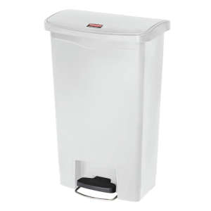 Rubbermaid Commercial, Streamline®, Step-On, 13 gal, Resin, White, Rectangle, Receptacle