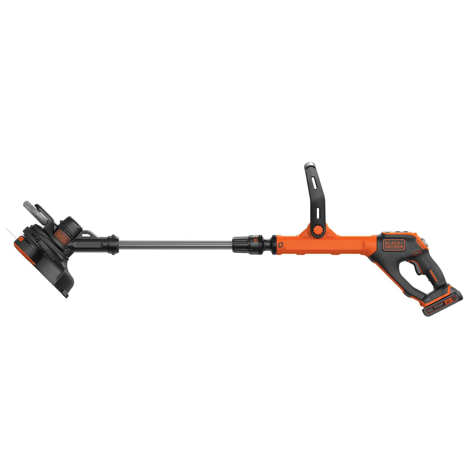 Profile of 20V Max Lithium Easyfeed string Trimmer/Edger on white background.