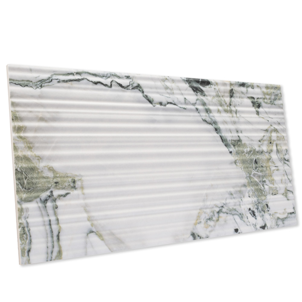 Touche Pleated Deco Jade 11-3/4 in. x 23-1/2 in. Porcelain Floor and Wall Tile