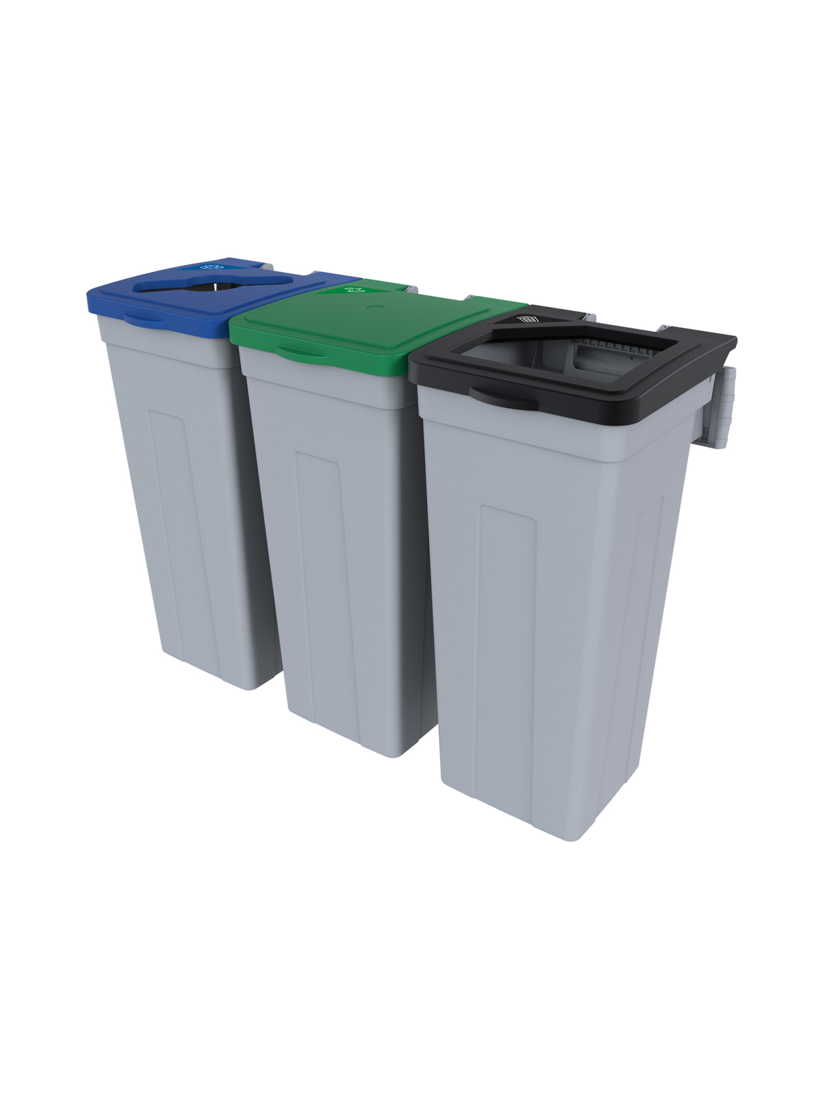 RISE – Triple – Kit – Mobius Loop-Organics-Waste – Mixed-Solid Lift-Full – Grey-Blue-Green-Black