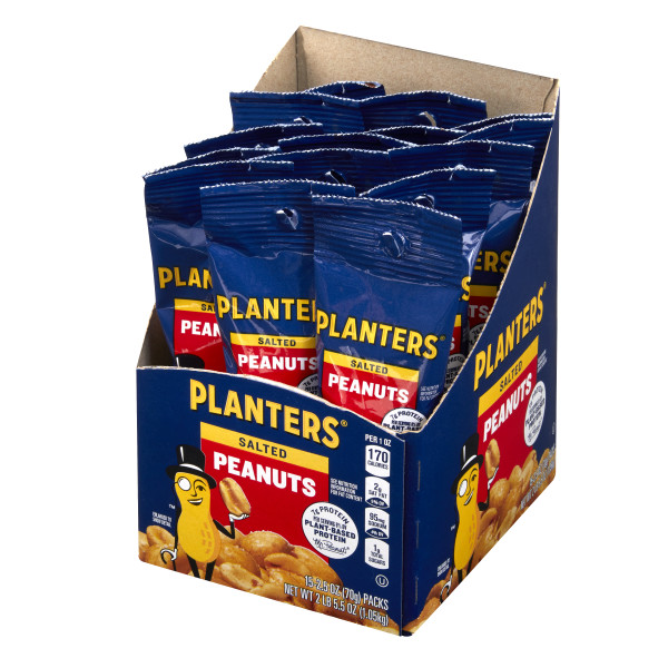 PLANTERS(r) Salted Peanuts 45/2.5oz . C1RP - Front Right Pallet/Display (Hi Res)