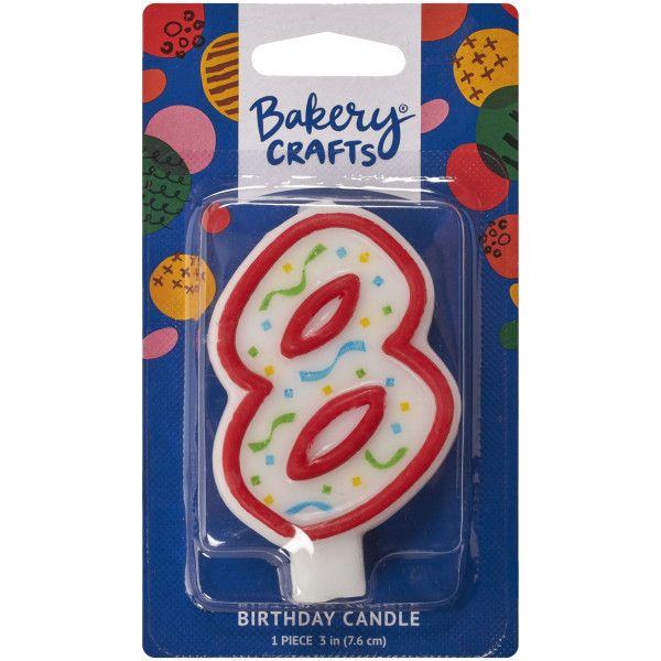 8 Party Red Numeral Candles