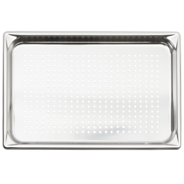 Full-size 3-inch-deep Super Pan V® perforated stainless steel steam table pan
