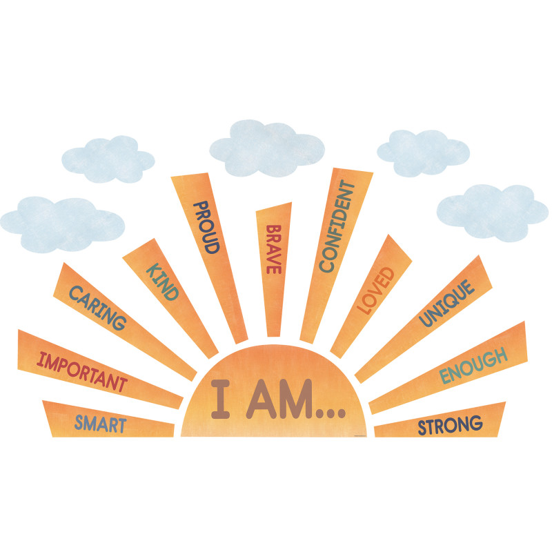 Moving Mountains Road Trip Sun Positive Affirmations Bulletin Board Set, 17 Pieces