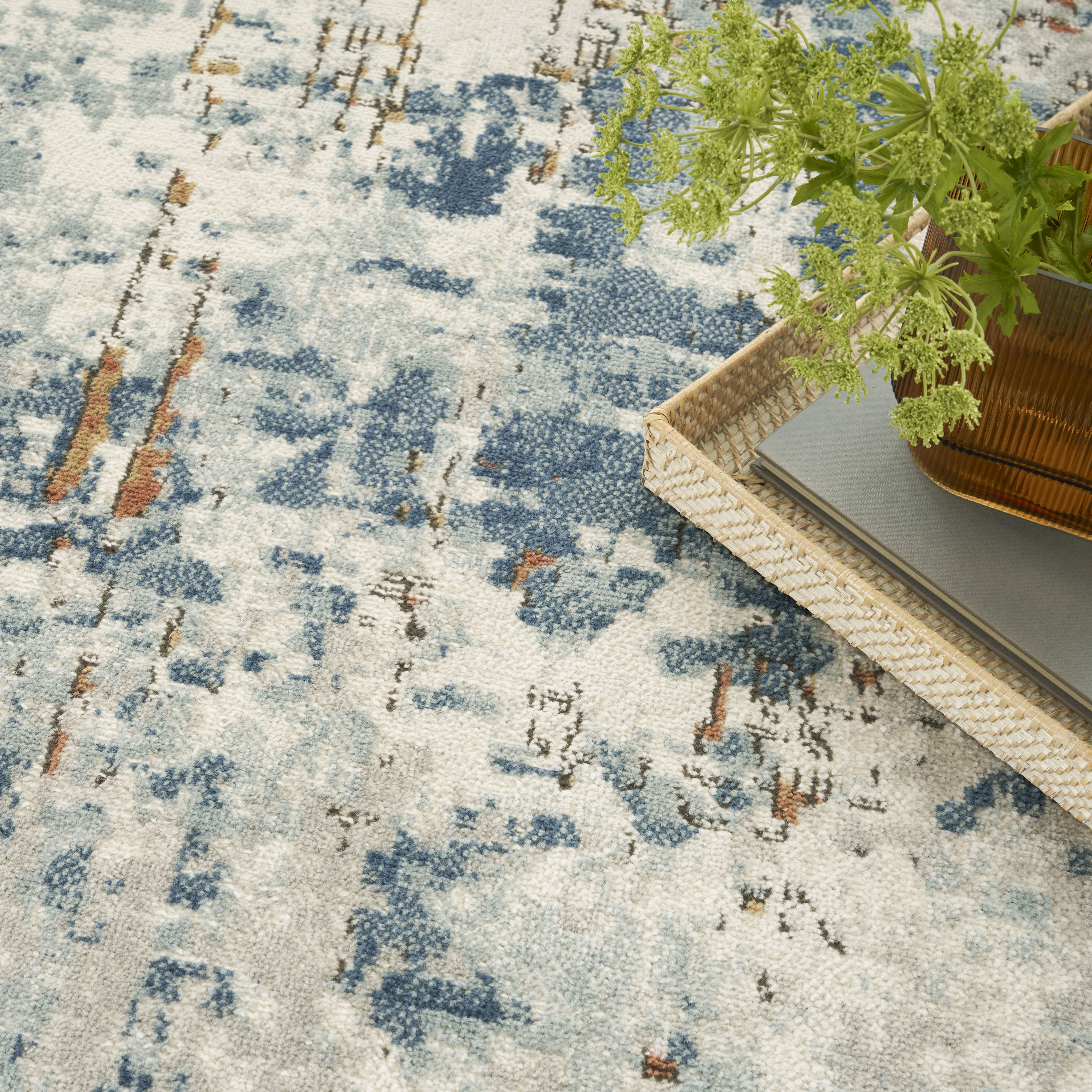 Nourison Quarry 3'9" x 5'9" Beige Blue Rust Modern Indoor Rug