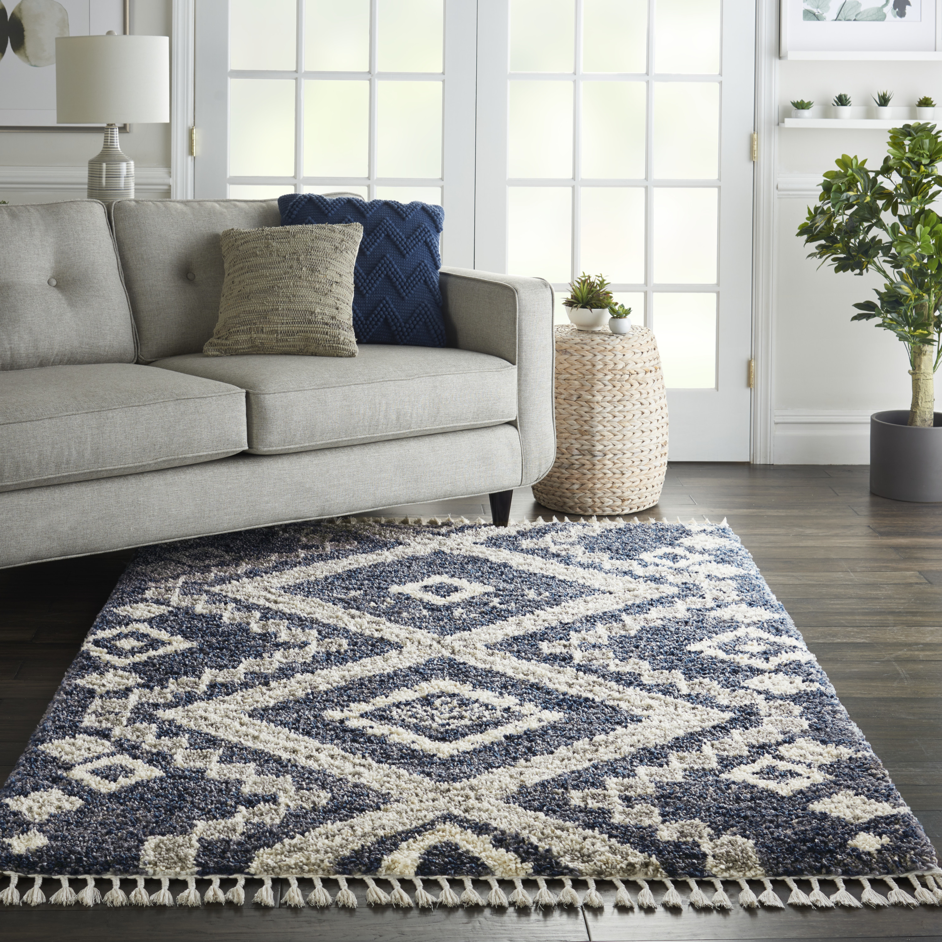 Nourison Oslo Shag 4' x 6' Denim Blue Shag Indoor Rug