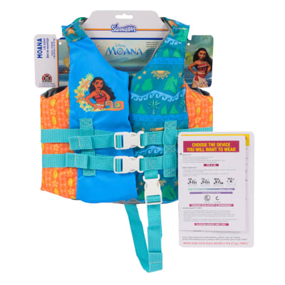 SwimWays Moana Life Jacket, US Coast Guard Approved Life Vest, Kids Swim Vest and Swimming Aid, Disney Life Jackets for Kids 33-55 lbs