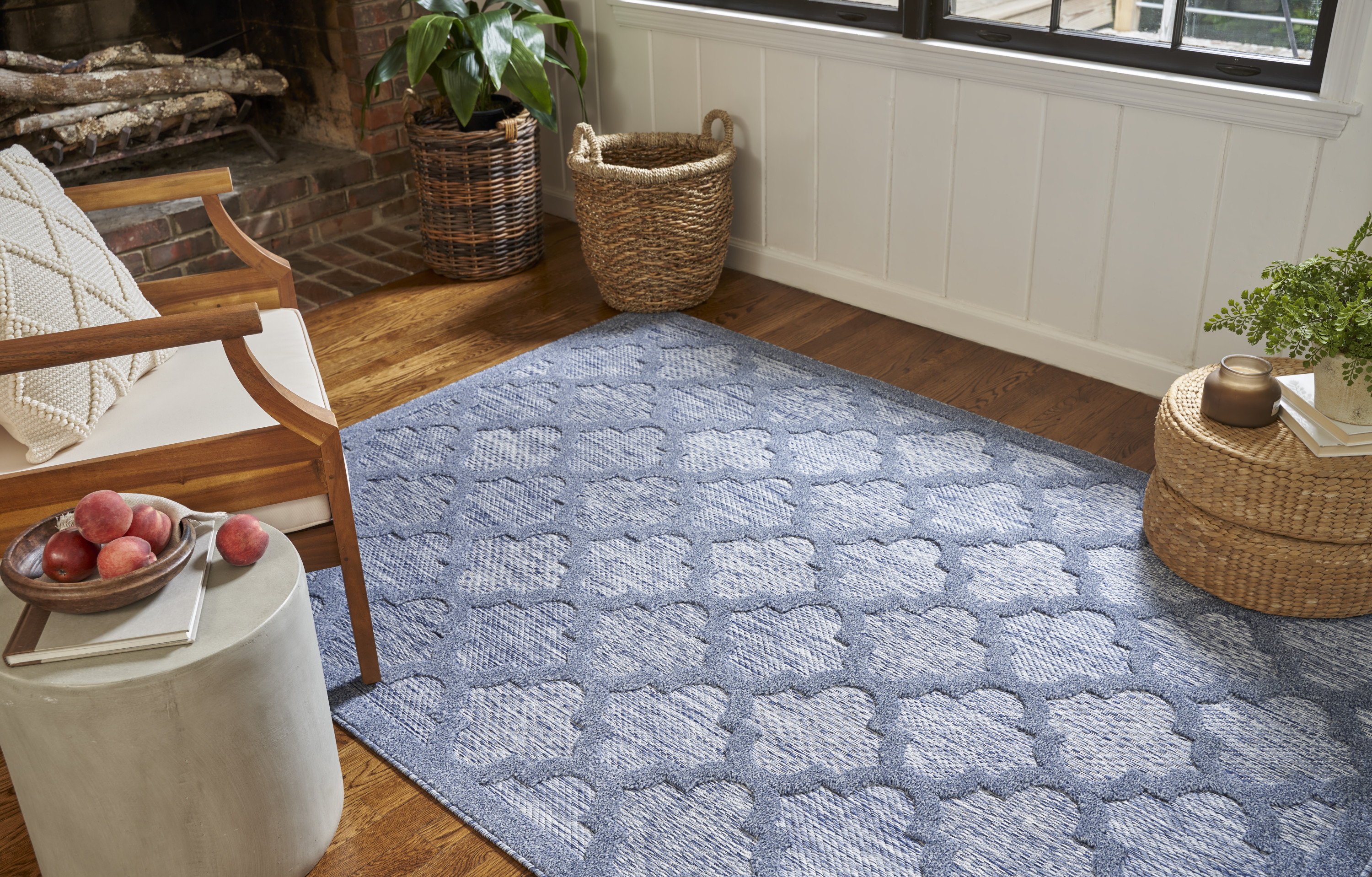Nourison Easy Care 5' x 7' Denim Blue Modern Rug