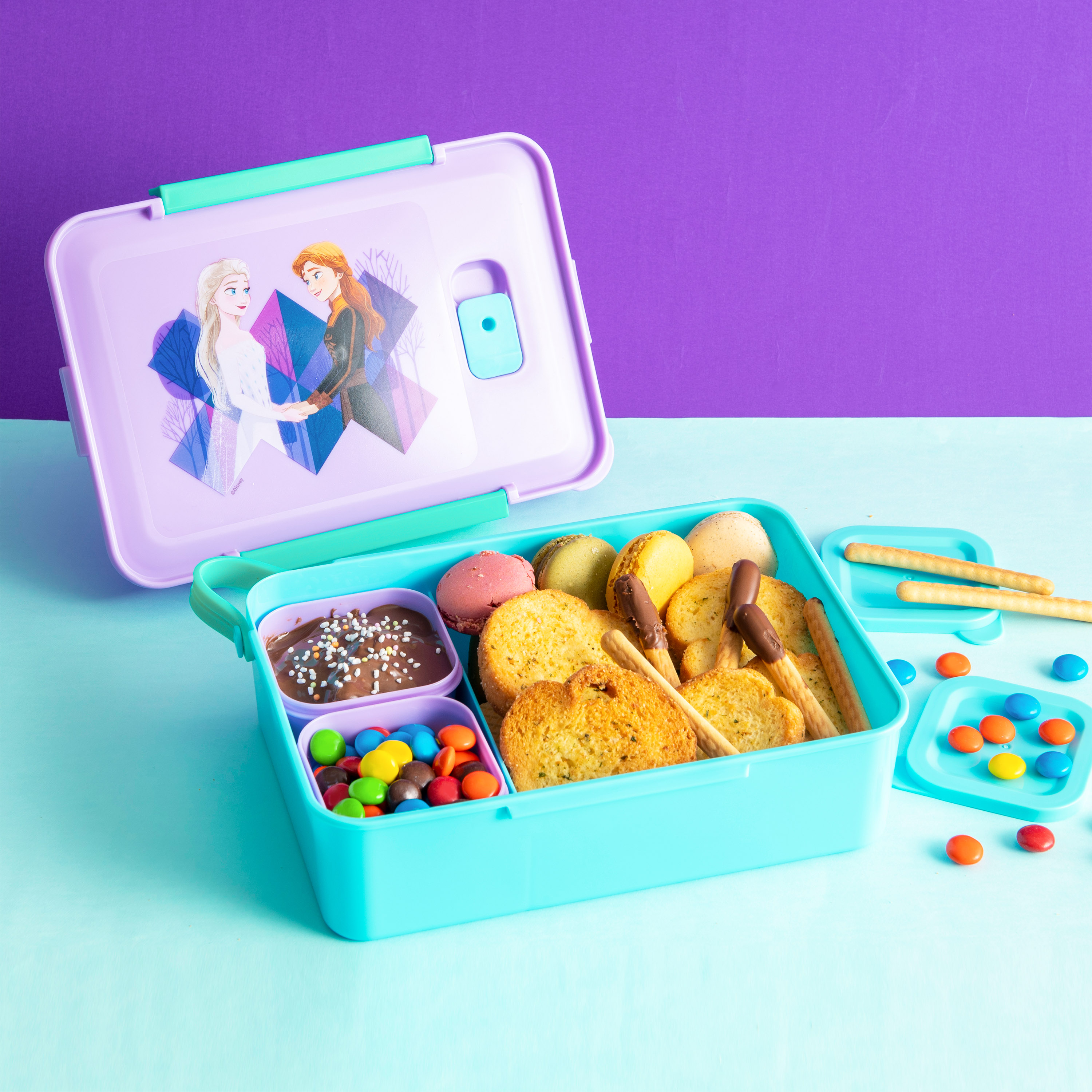 Disney Frozen 2 Movie Reusable Divided Bento Box, Elsa and Anna, 3-piece set slideshow image 3 Disney Frozen 2 Movie Reusable Divided Bento Box, Elsa and Anna, 3-piece set slideshow image 3
