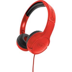 Kids' Wired Volume-Limiting Headphones with Adjustable Aluminum Frame, 85 dB, Red and Black