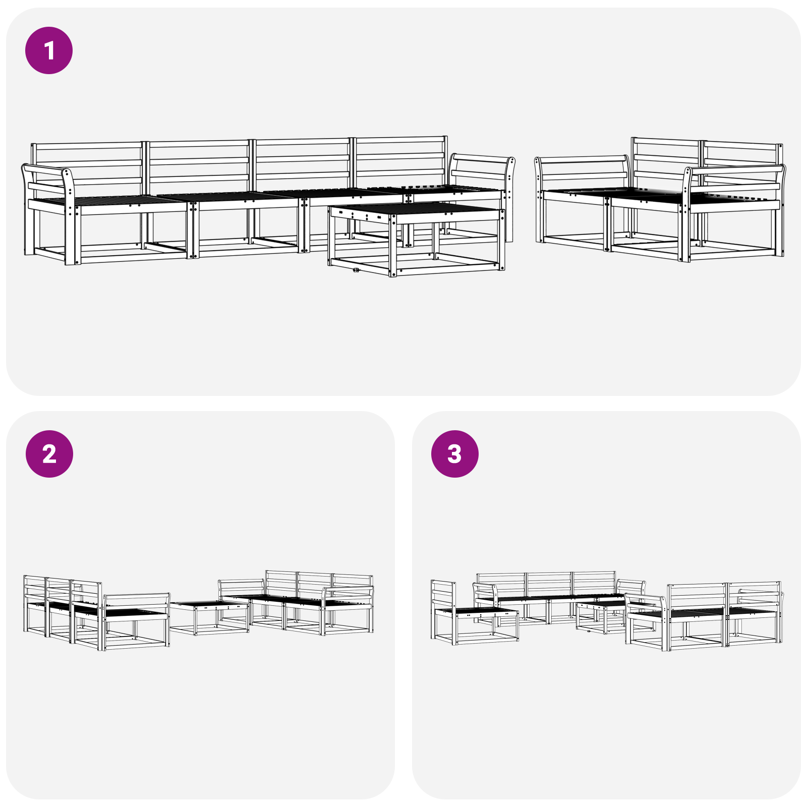 vidaXL Outdoor-Sofagarnitur 7 pcs Natur Massivholz Akazie – Bild 7