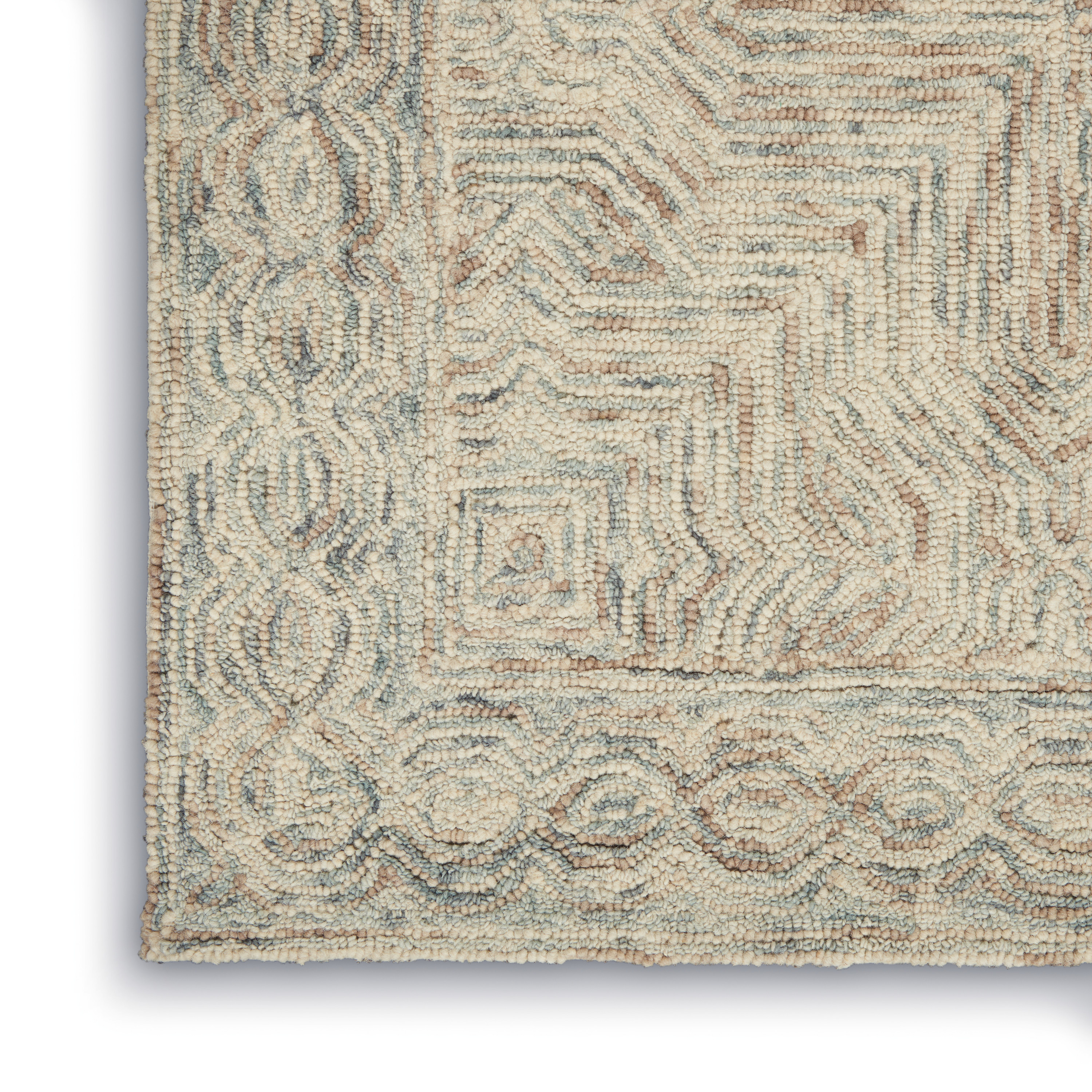 Nourison Interlock 3'9" x 5'9" Blue Ivory Bohemian Indoor Rug