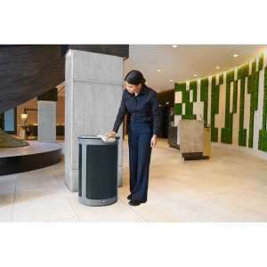 Rubbermaid Commercial, Enhance Dual Stream, 23 gal, Metal, Gray/Black, Round, Receptacle